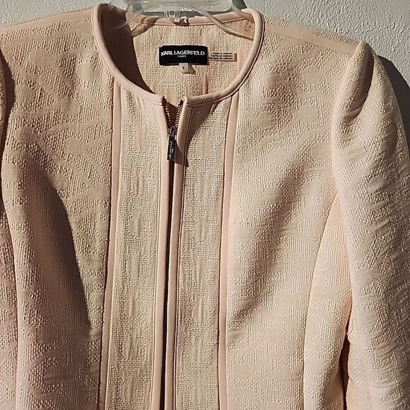 Karl Lagerfeld Career Jacket Full Zip Pastel Pink Women’s Size 8 Cardigan - Picture 2 of 5